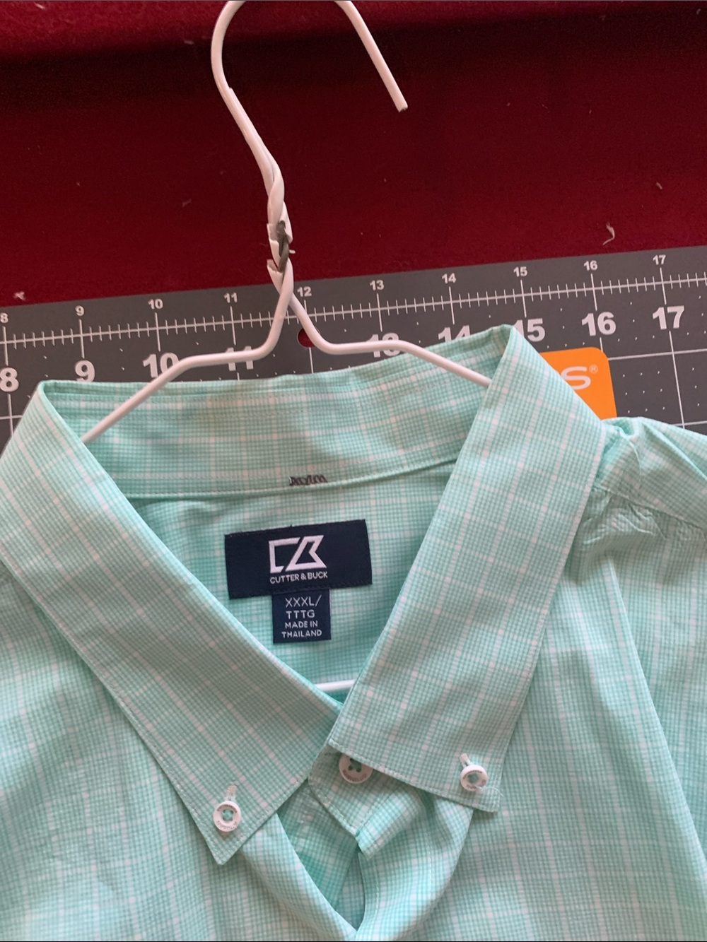 Stafford Mint Green Pinstripe Button-Up Dress Shirt